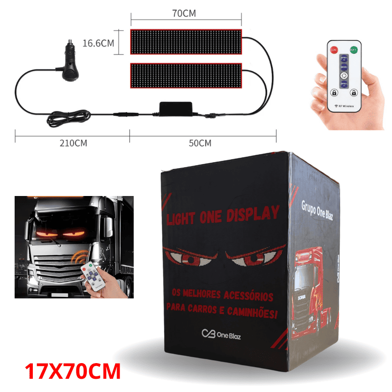 Tela Flexível de LED para Carros e Caminhões - Display Digital com Controle via App Light One 🔥ÚLTIMAS UNIDADES🔥