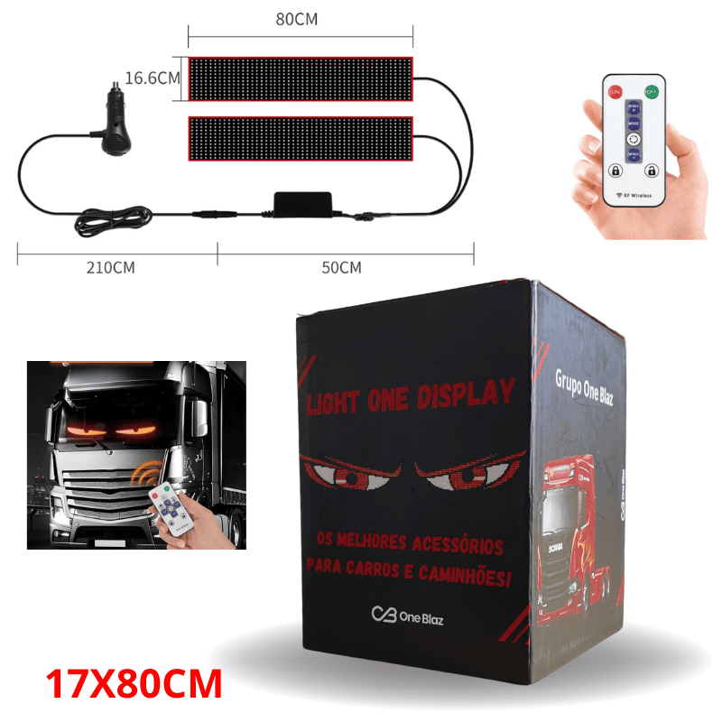 Tela Flexível de LED para Carros e Caminhões - Display Digital com Controle via App Light One 🔥ÚLTIMAS UNIDADES🔥